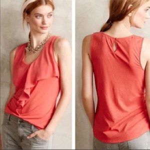 Deletta by Anthropologie Coral Sleeveless Ruffle Top Size S